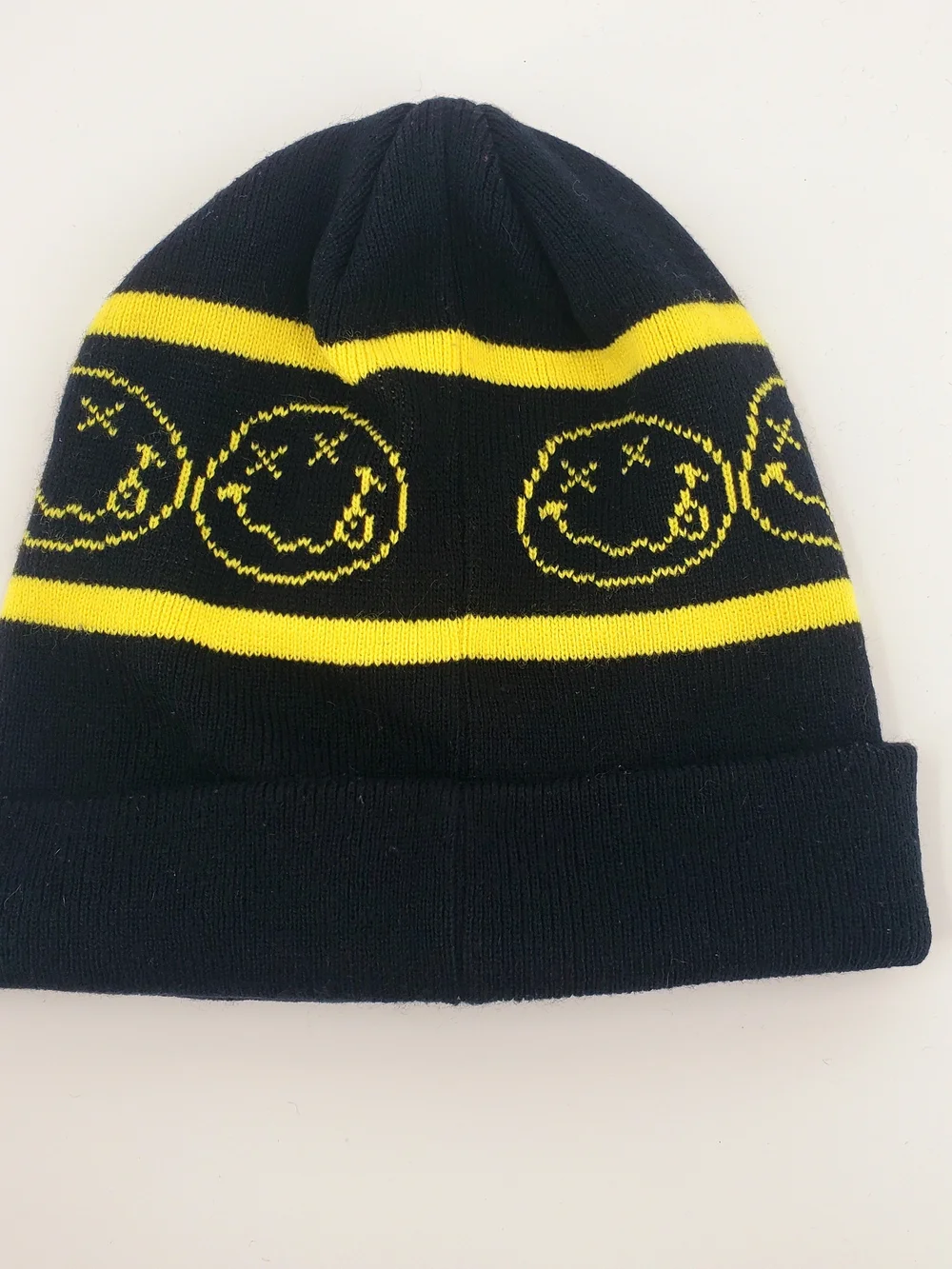 NIRVANA Beanie Hat With Smiley Faces Band Merch Knit Hat 2015